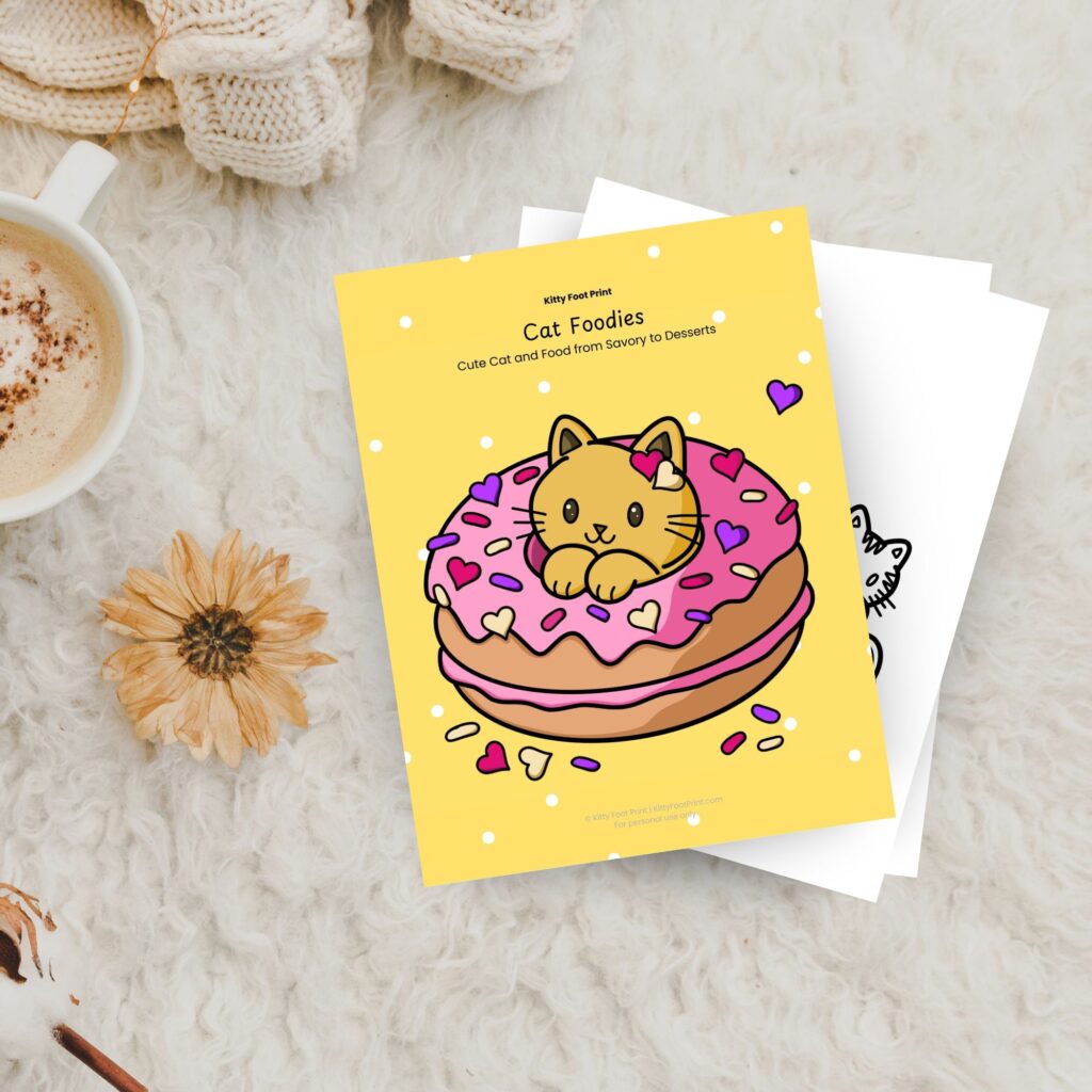 Cat Foodies Digital Coloring book (Printable)