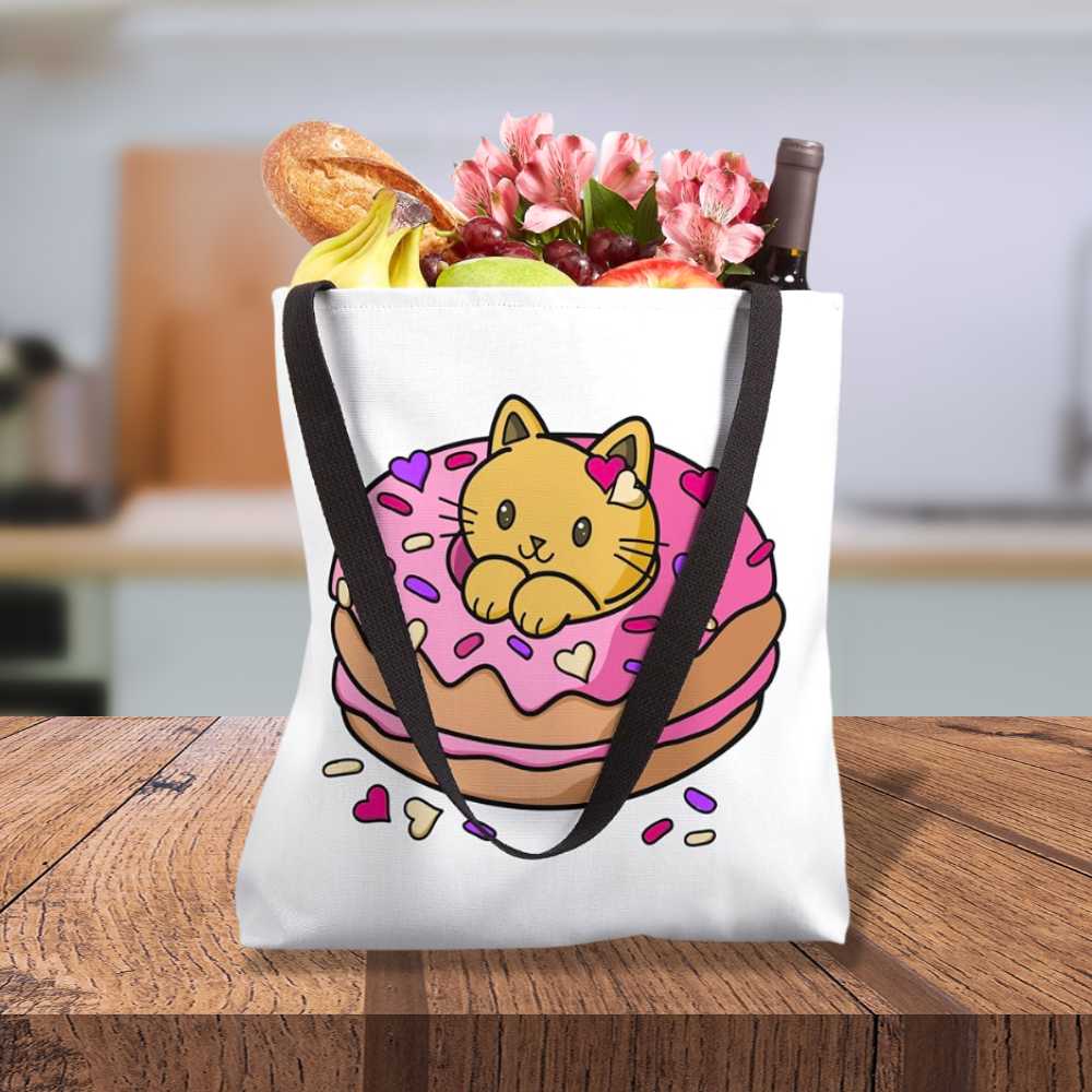 Cute Cat in Donut Tote - Image 2