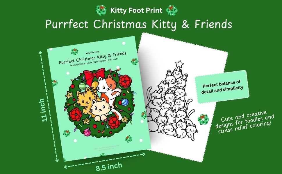 Purrfect Christmas Kitty & Friends Digital Coloring book (Printable) - Image 4