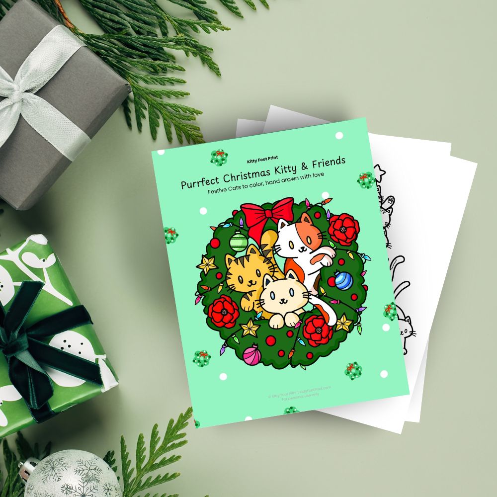 Purrfect Christmas Kitty & Friends Digital Coloring book (Printable)